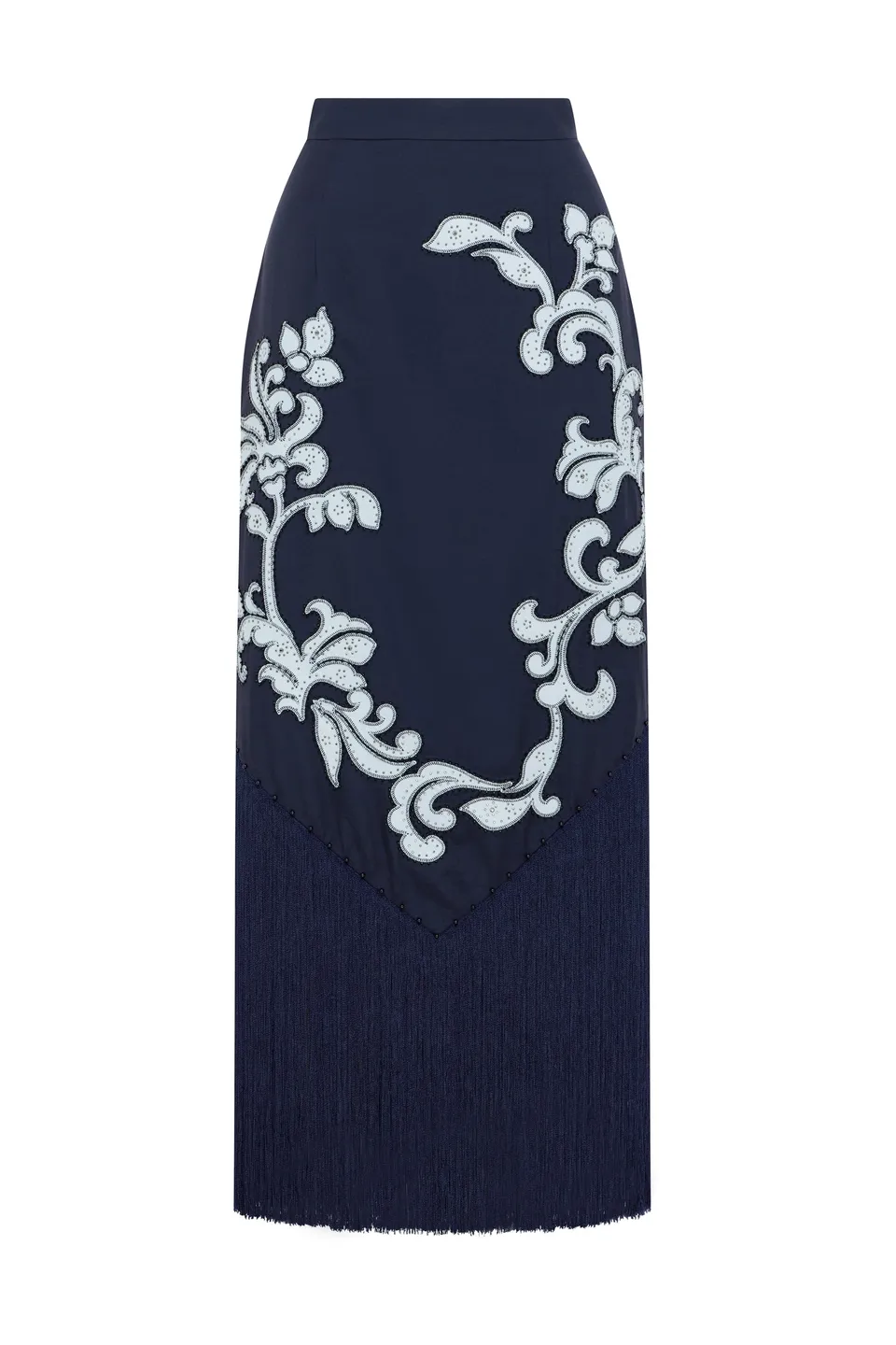 Alemaïs Dillon Applique jupe midi à franges
