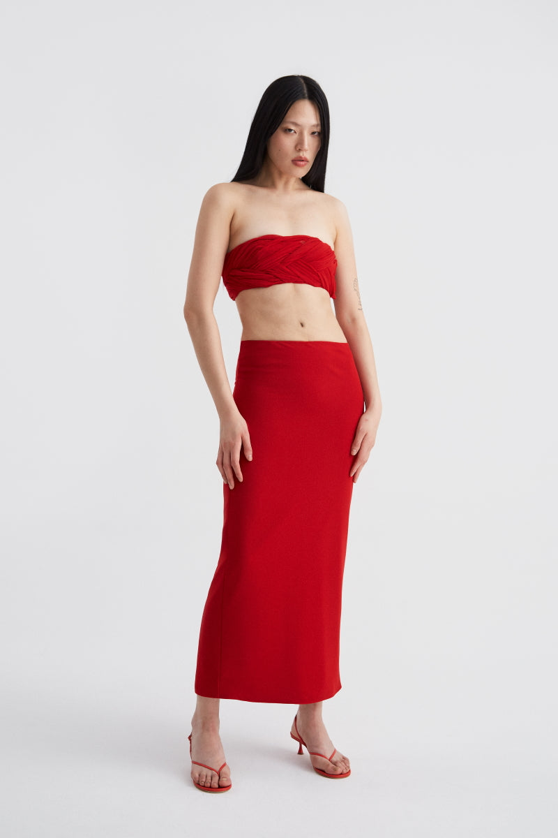 ATU Body Couture Sequins and Feathers Significant Skirt jupe rouge S