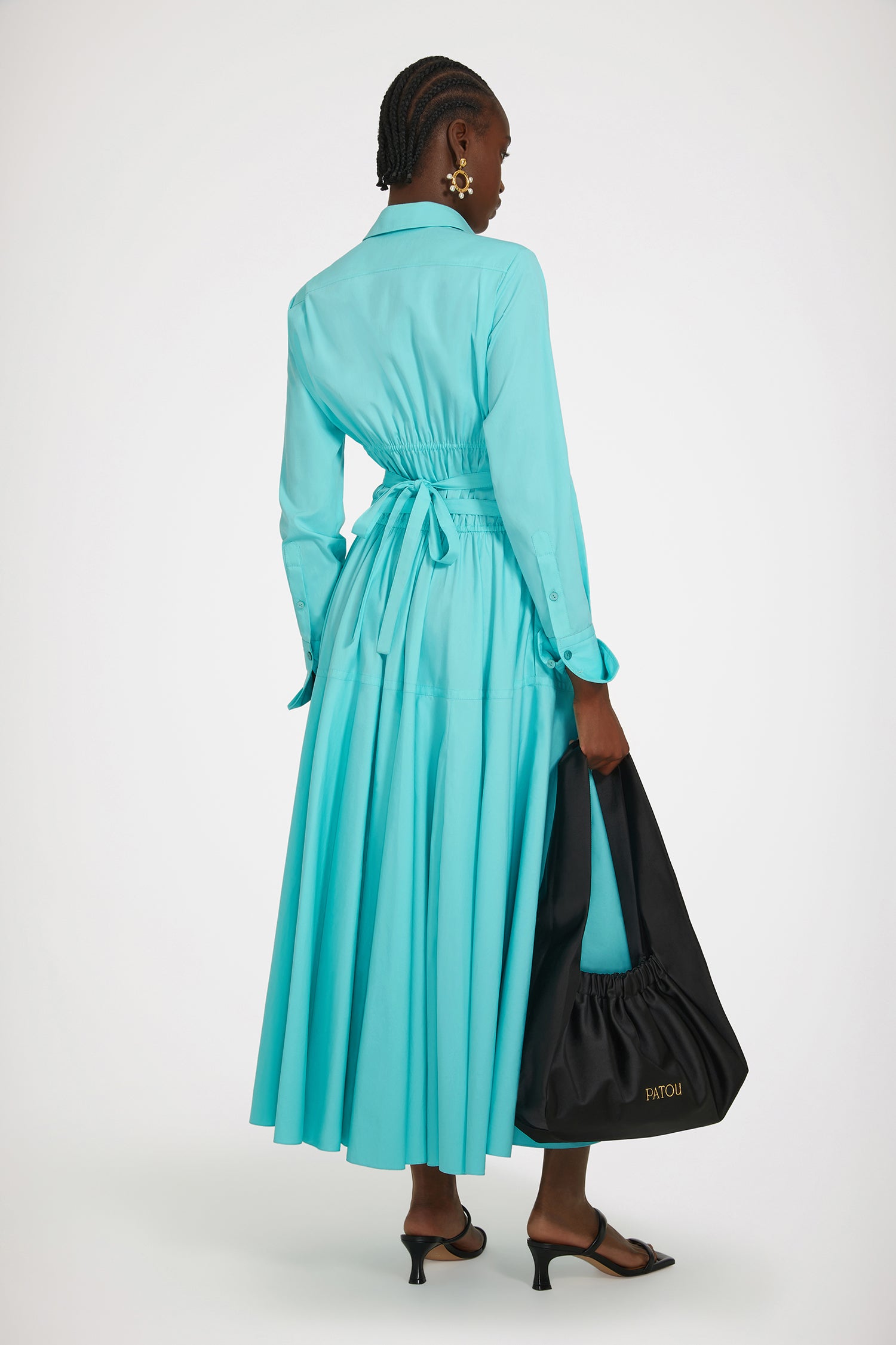 Patou DR135 robe chemise maxi Mint Green coton