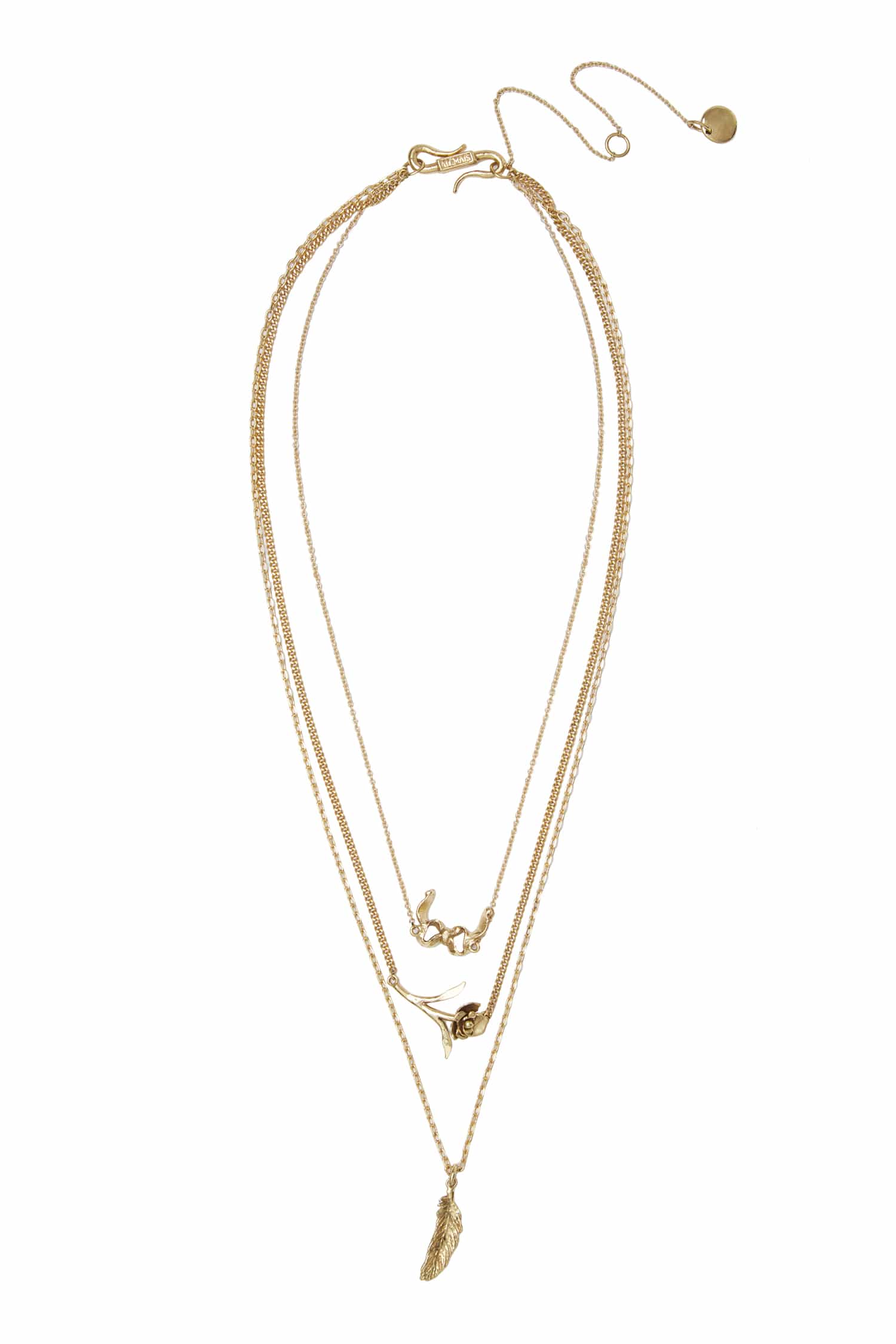 Alemäis Django Multi Chain Charm Necklace collier doré