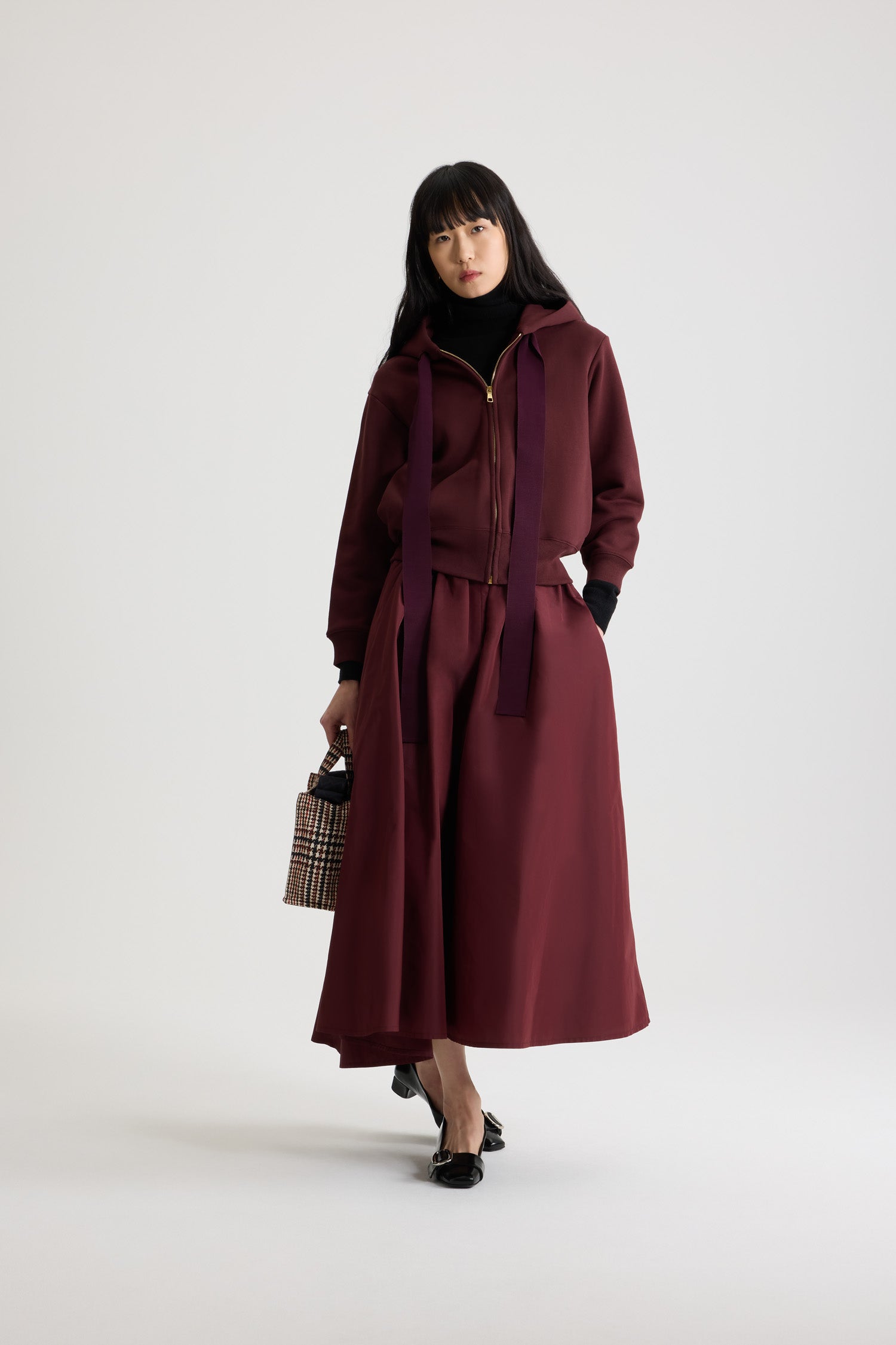 Patou JE196 hoodie syrah coton bio zip logo dos