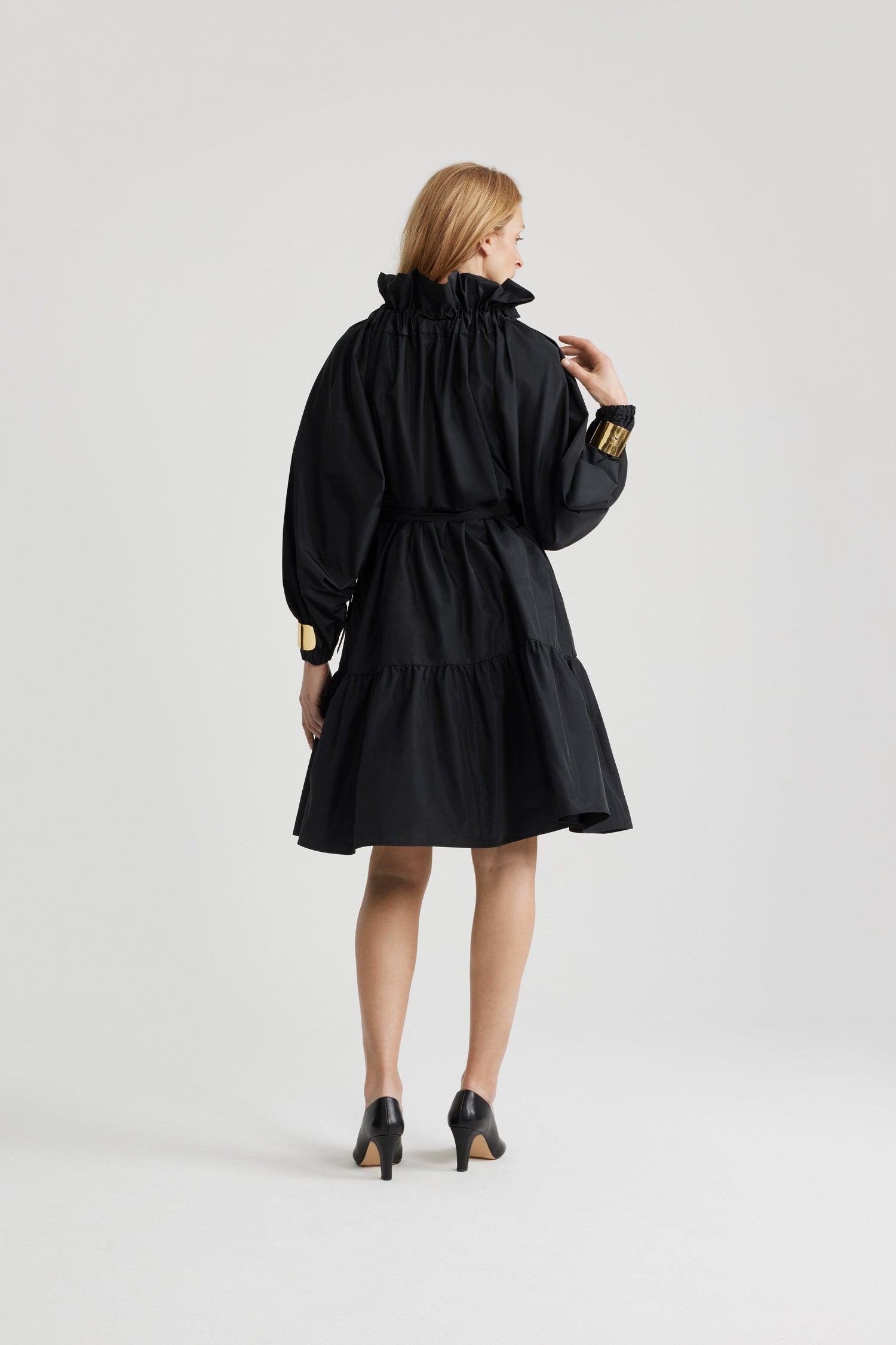 Patou DR158 robe faille recyclée noire col lavallière