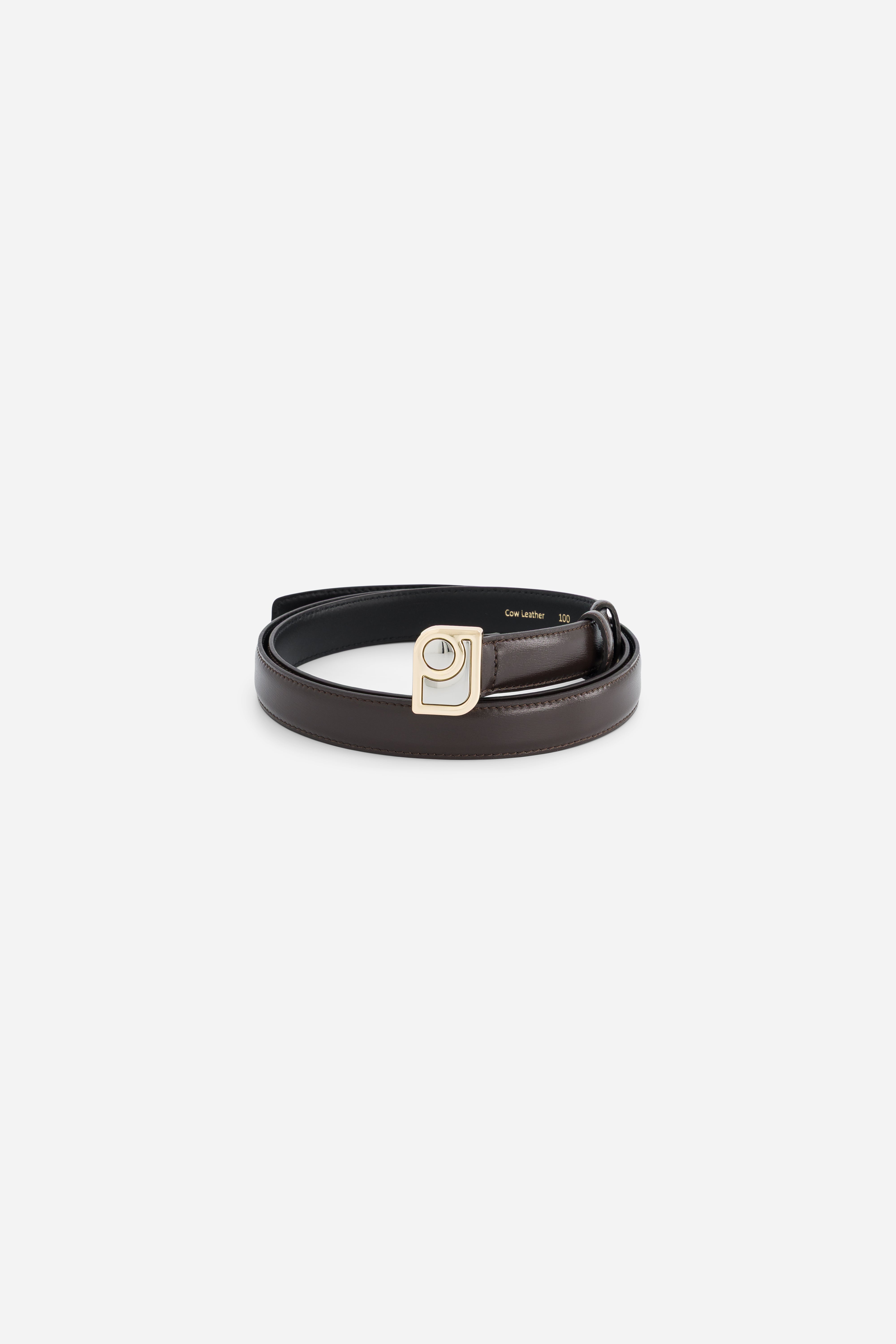 Paul & Joe Rosée ceinture cuir noir boucle logo 80