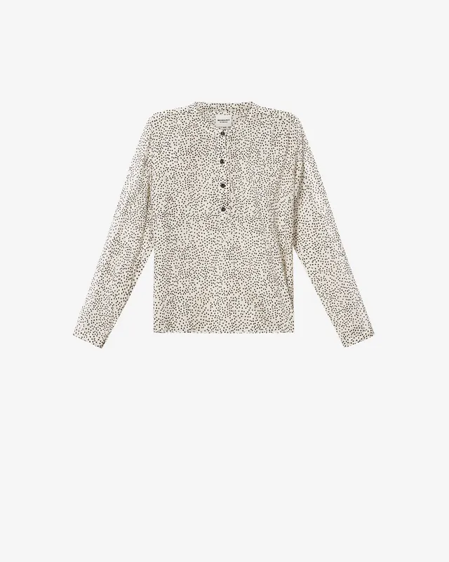 Isabel Marant Maria blouse coton écru noir à pois