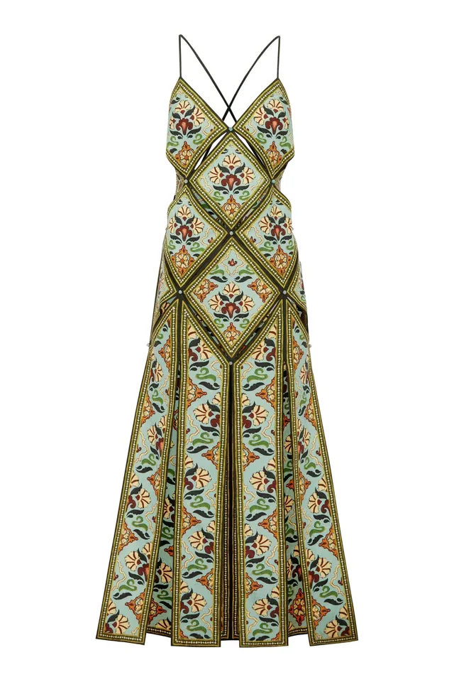Alemäis Cece Midi Slip Dress robe midi imprimée col V