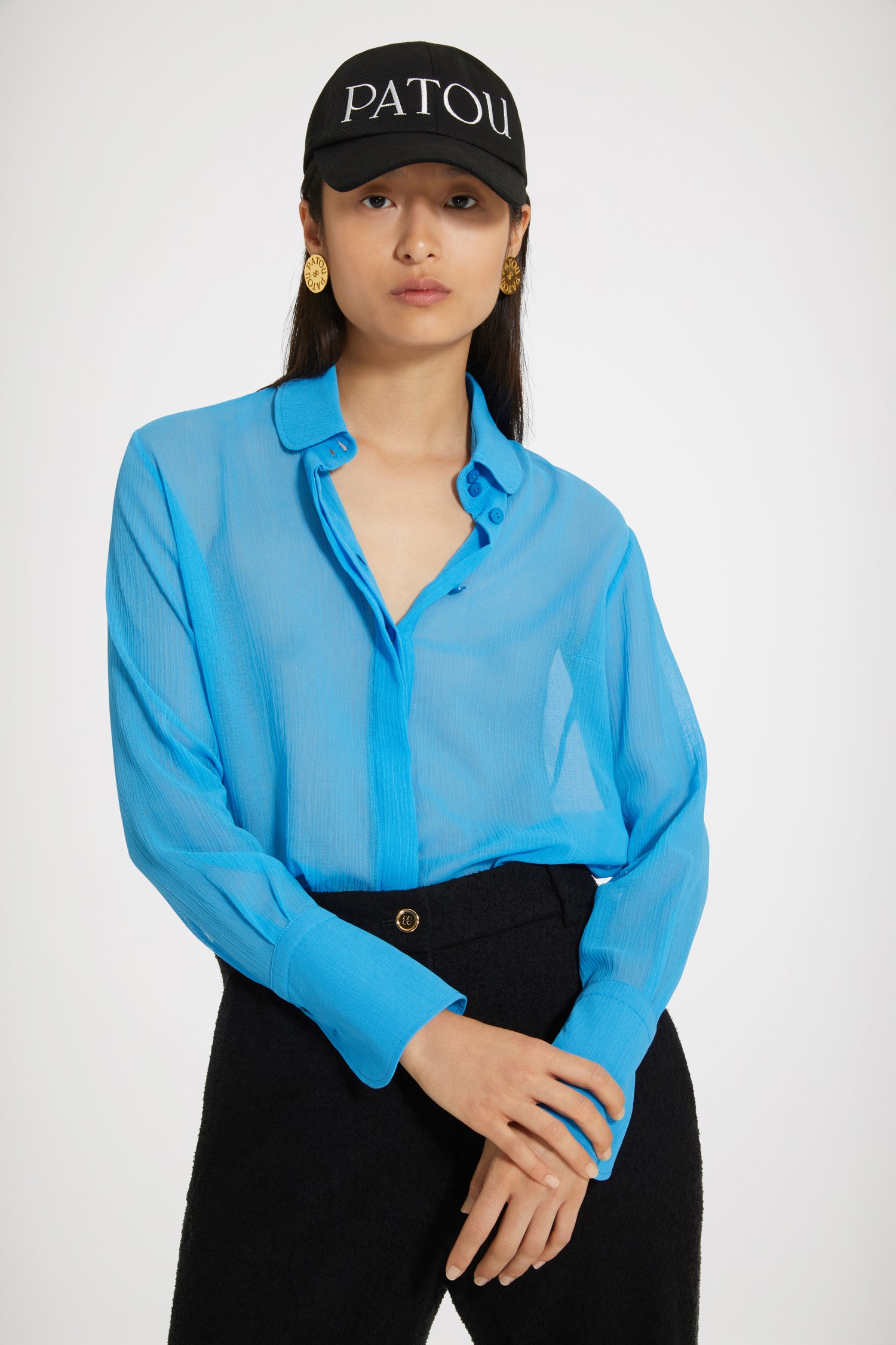 Patou BL024 chemise bleue Blue Jewel coton bio