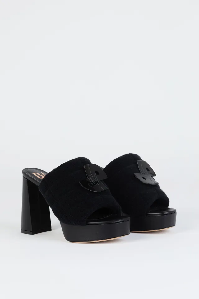 Patou SP011 mules coton noires talon 11 cm