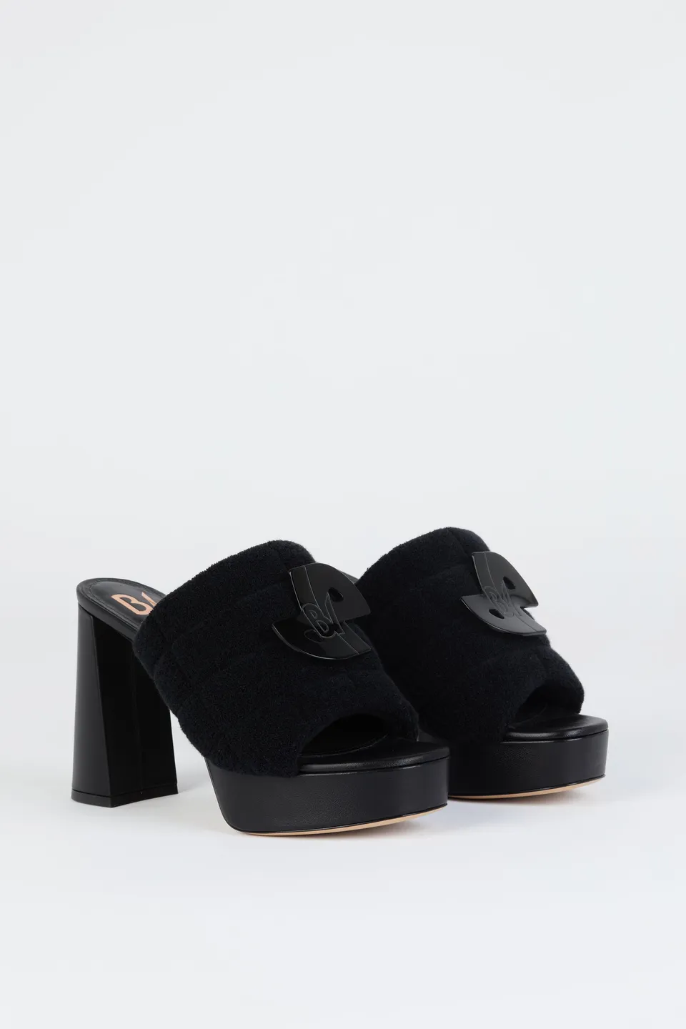 Patou SP011 mules coton noires talon 11 cm