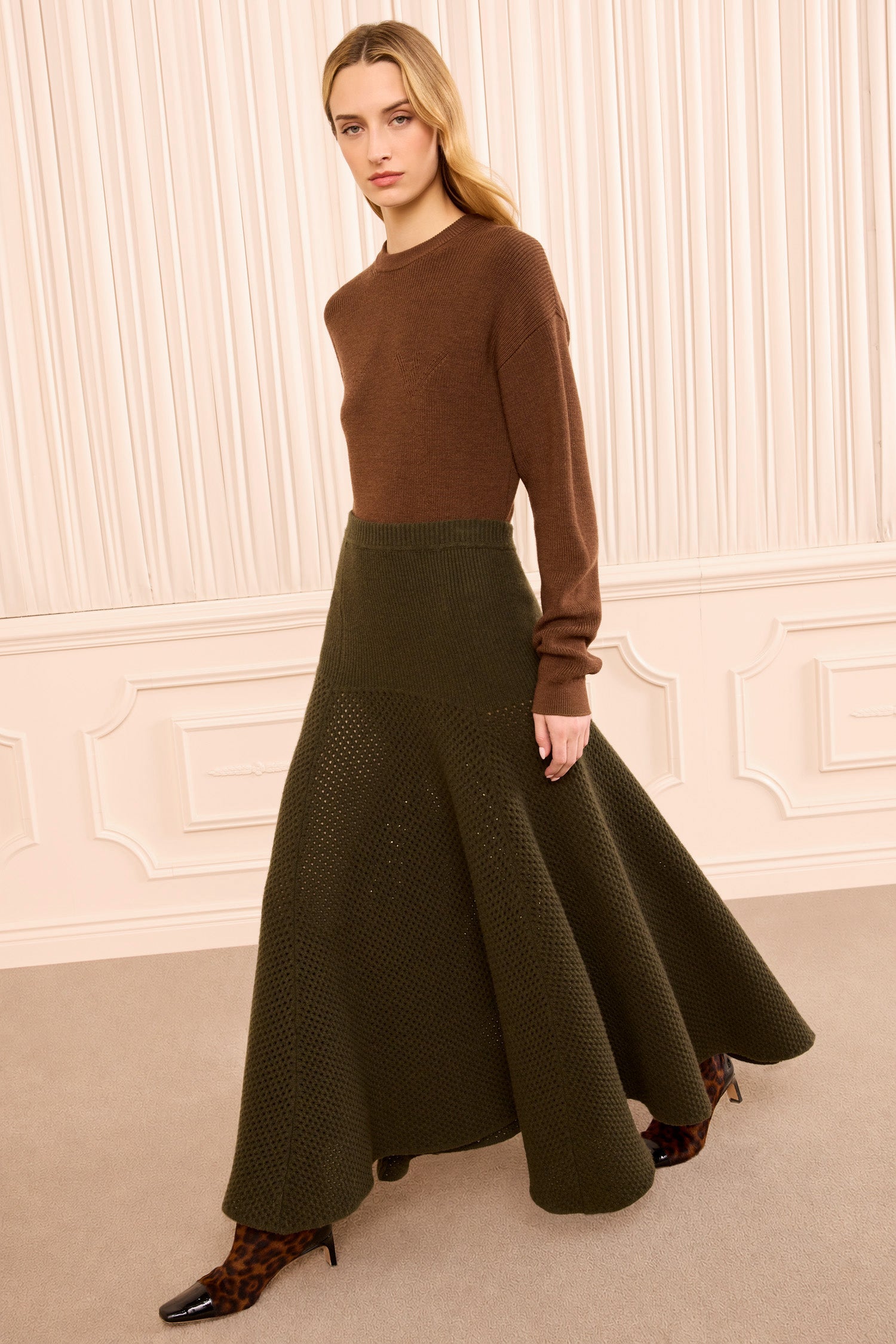 Ulla Johnson Lucia jupe maxi Militaire mérinos