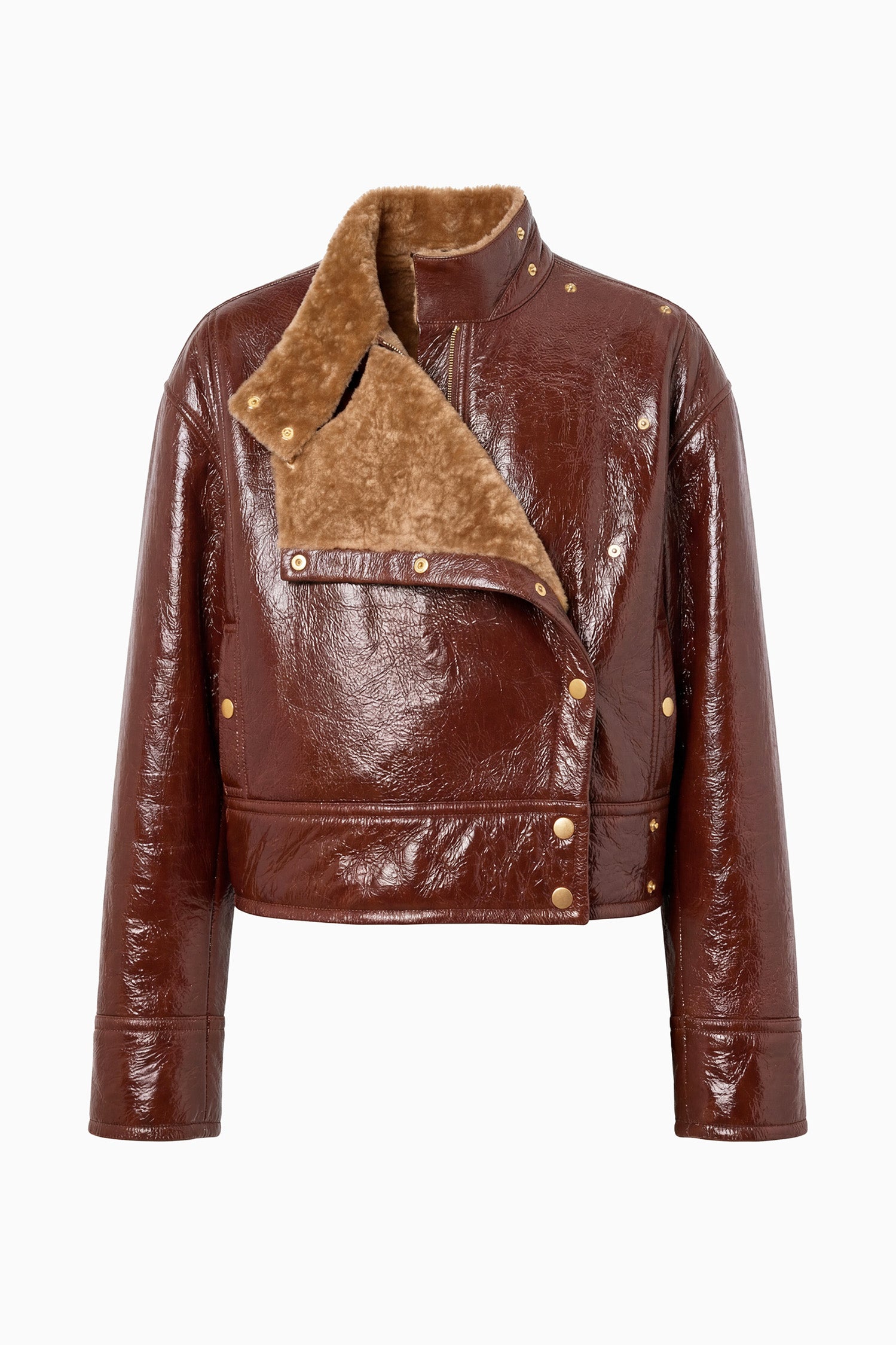 Ulla Johnson Honora veste cuir cognac agneau cropped