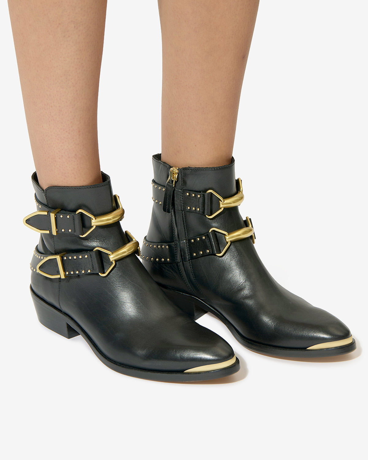 Isabel Marant Zalya boots santiag cuir noir talon 3 cm