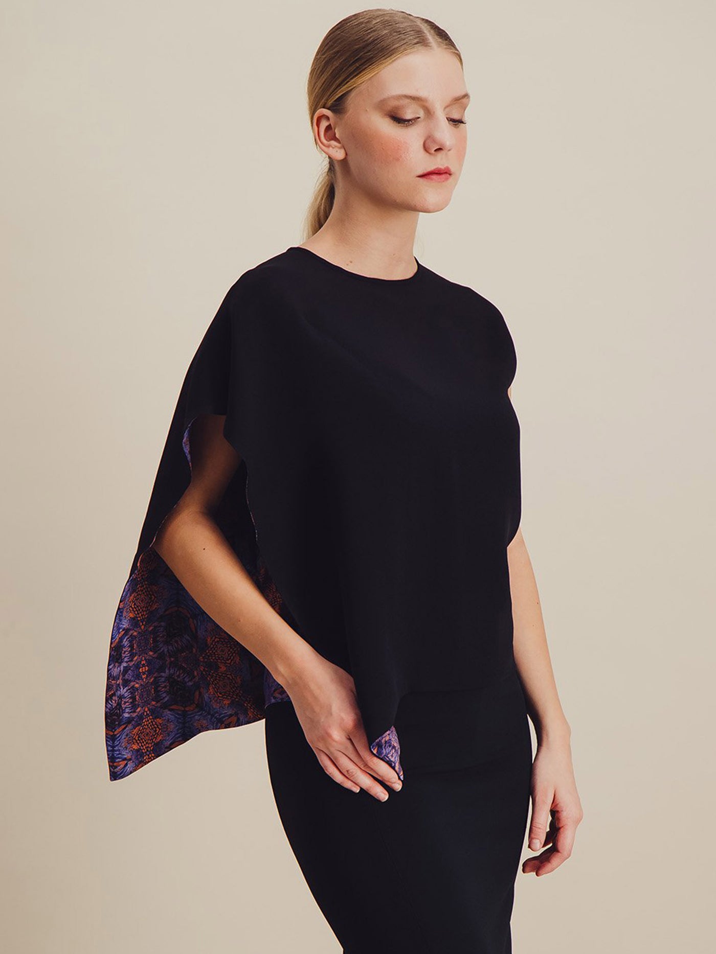 Anahide Saint André Contre Jour top crêpe viscose soie noir