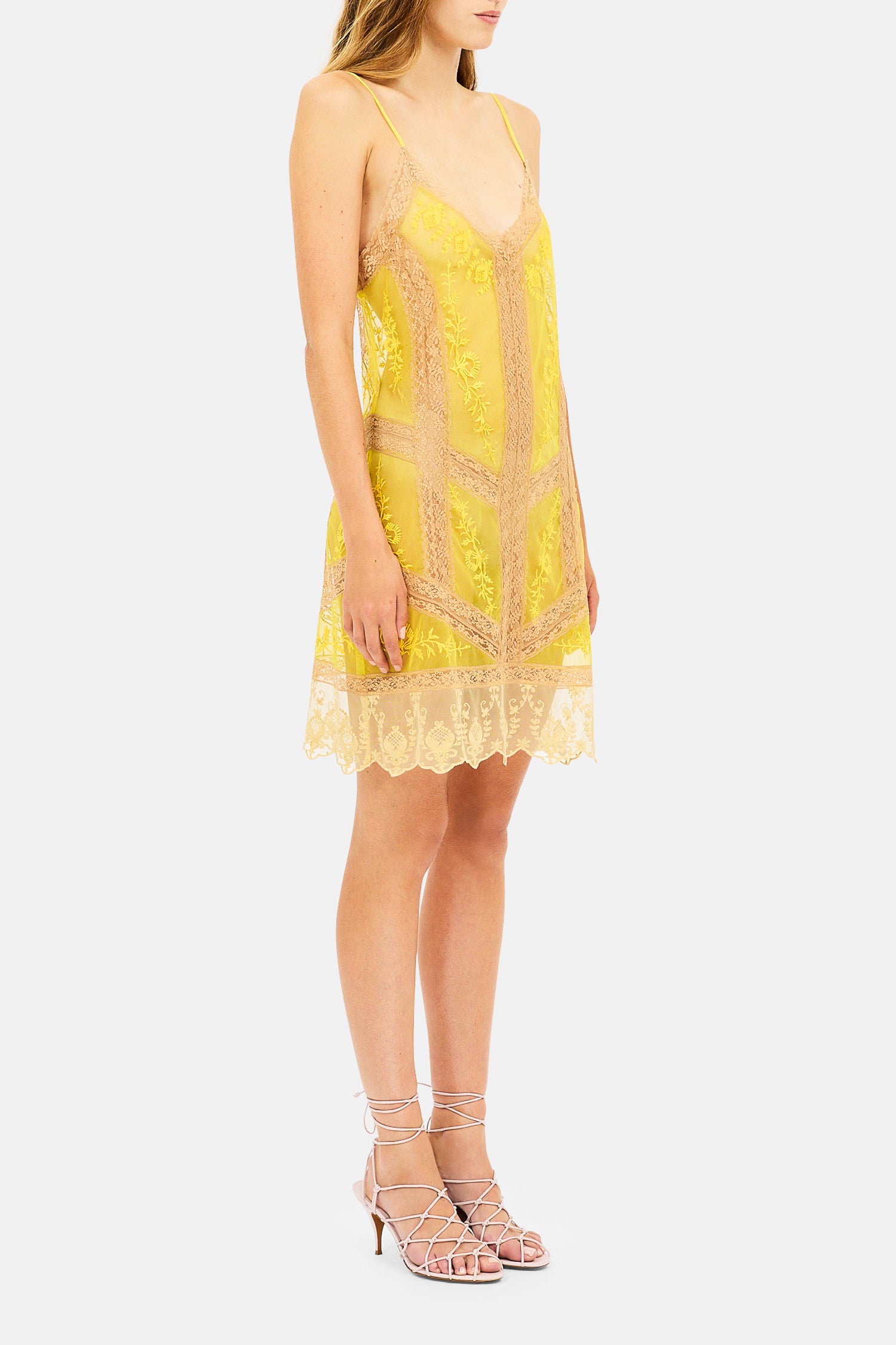 Ulla Johnson Paoline robe mini tulle golden blush dentelle