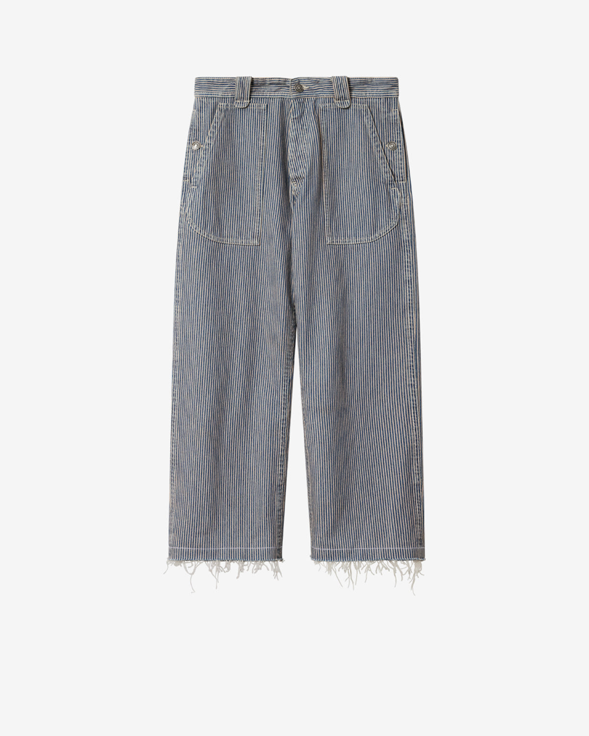 Isabel Marant Ermina pantalon droit coton bleu-blanc