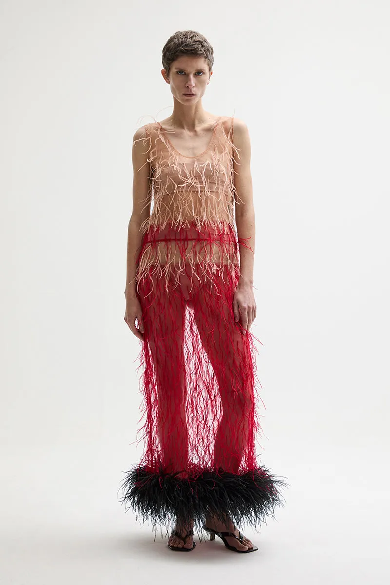 ATU Body Couture Skirts HARPY dress robe midi plumes S