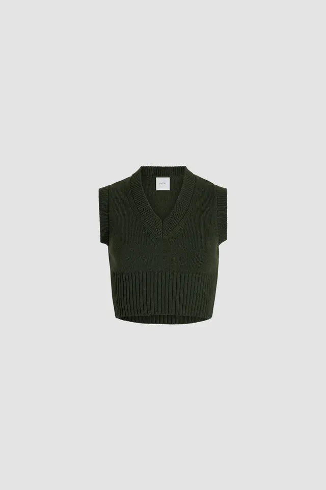 Patou KN204 gilet crop laine vert Bottle Green