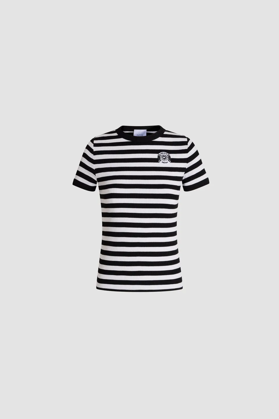 Patou E26SP06899665961 T-shirt rayé noir blanc coton côtelé