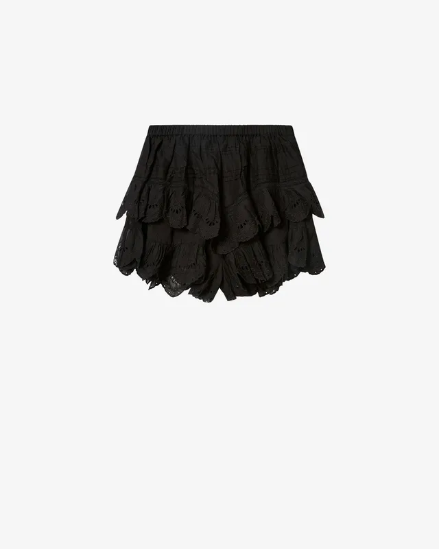 Isabel Marant Jocadia short noir dentelle coton bio