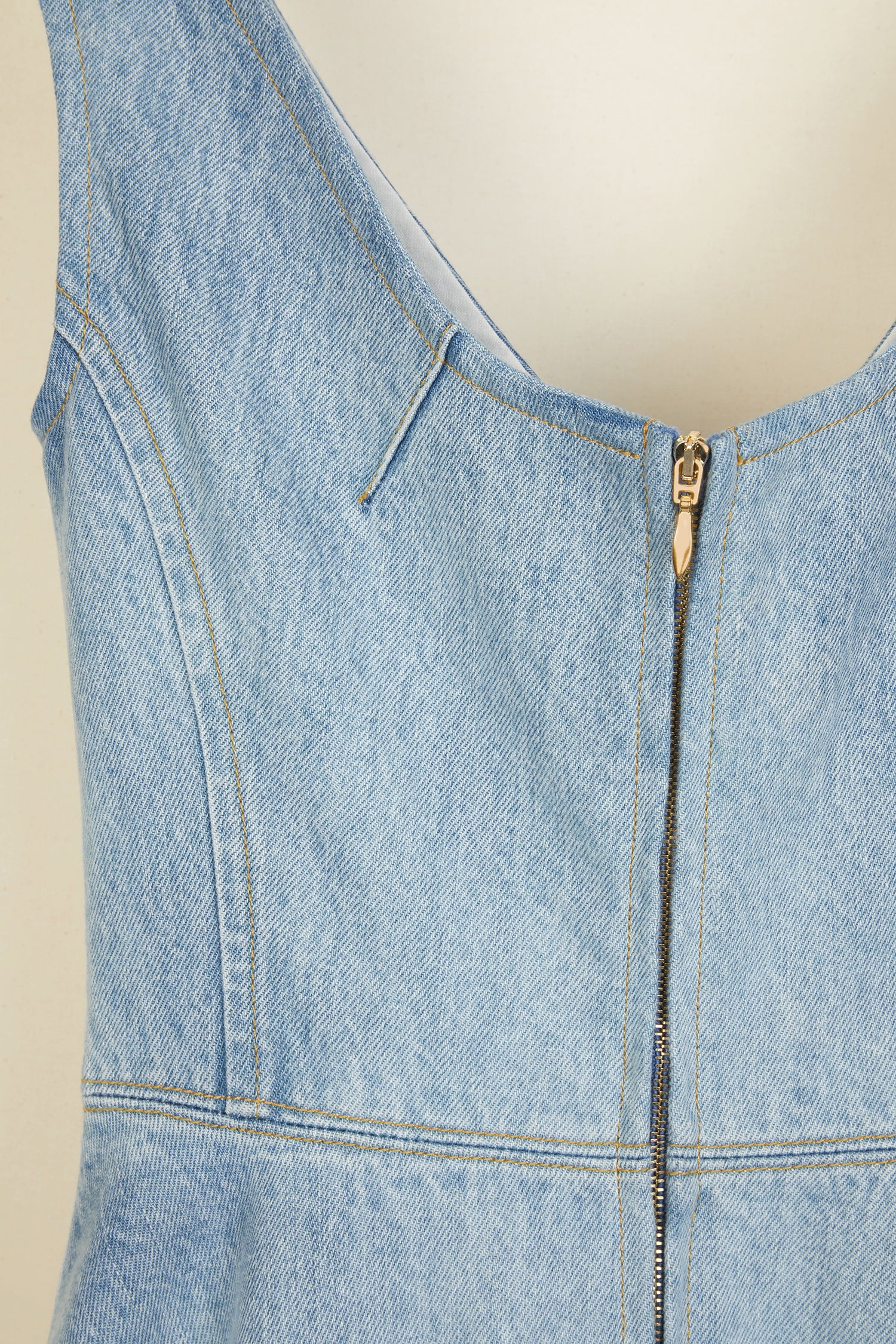 Patou DR001 robe midi denim bio Blueberry évasée