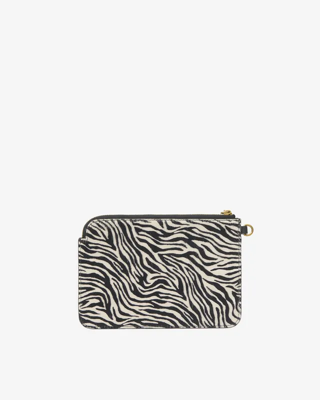 Isabel Marant Oskan pochette cuir pony zèbre 20 cm