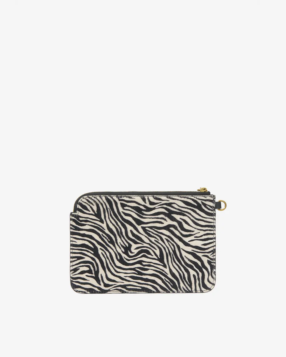 Isabel Marant Oskan pochette cuir pony zèbre 20 cm