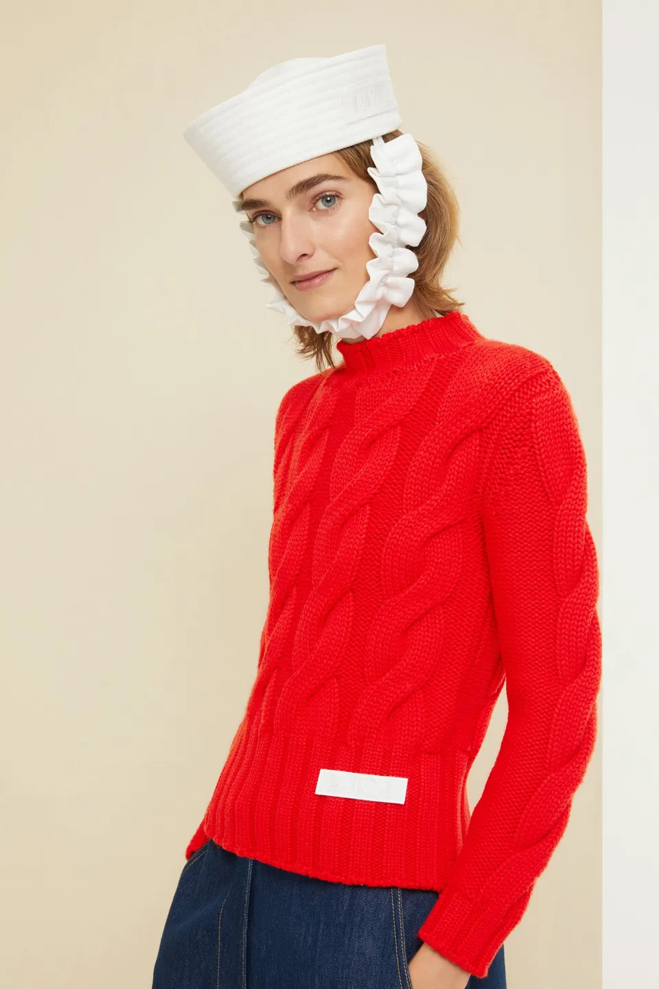 Patou P21KN0498038303R pull capucine red laine XS-XL