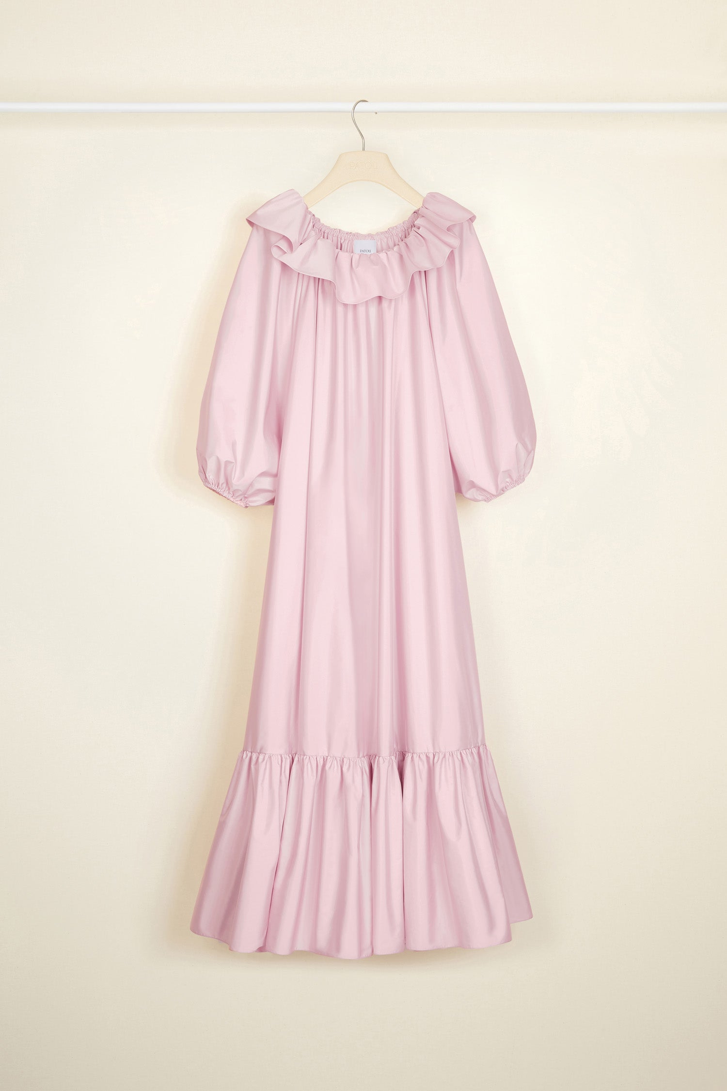 Patou P21DR0590011420P robe maxi rose Peony faille recyclée