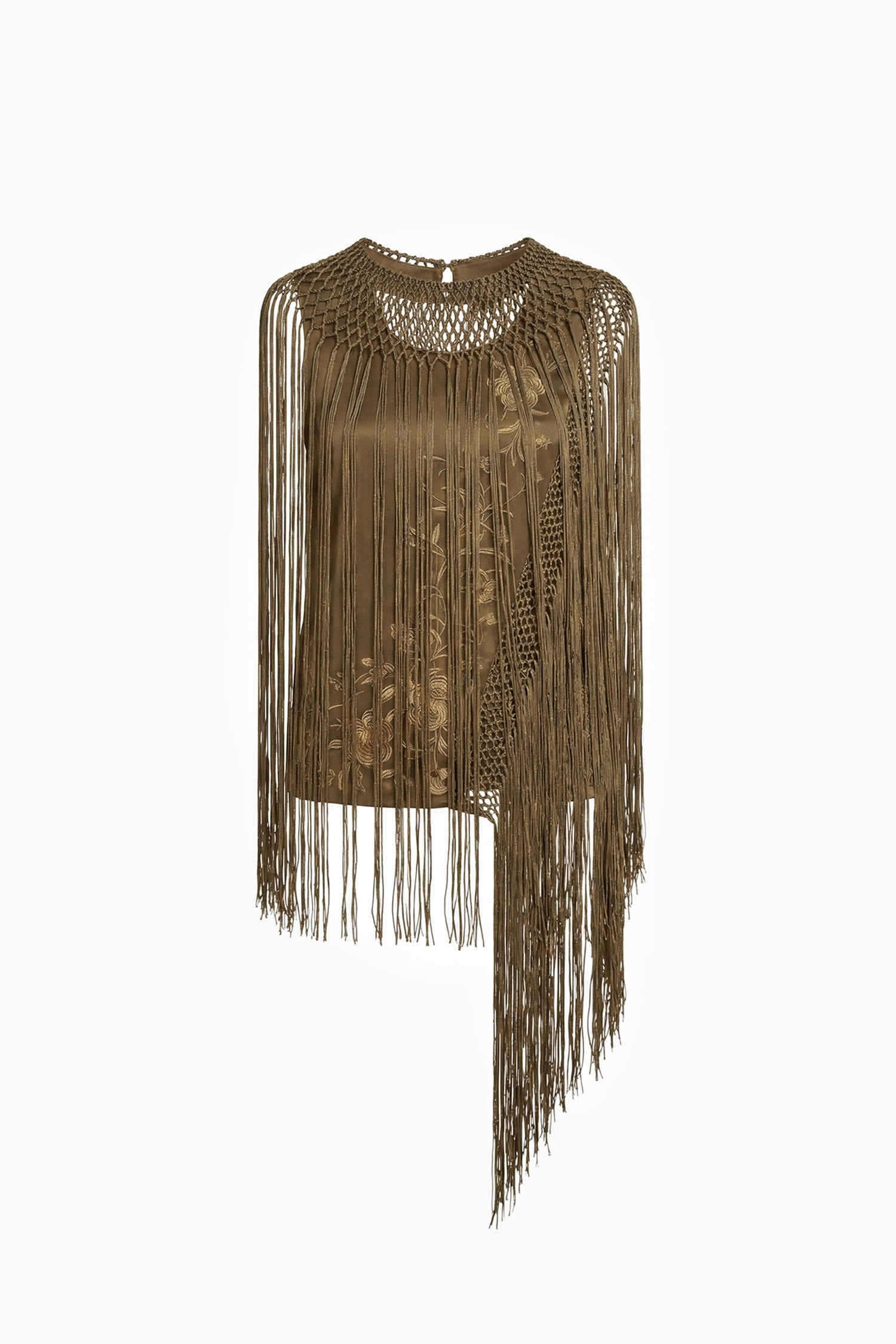 Ulla Johnson Willa Top Soie Malachite Haut Franges