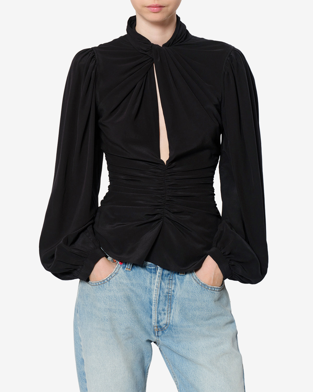 Isabel Marant Depsona blouse soie noir lavallière
