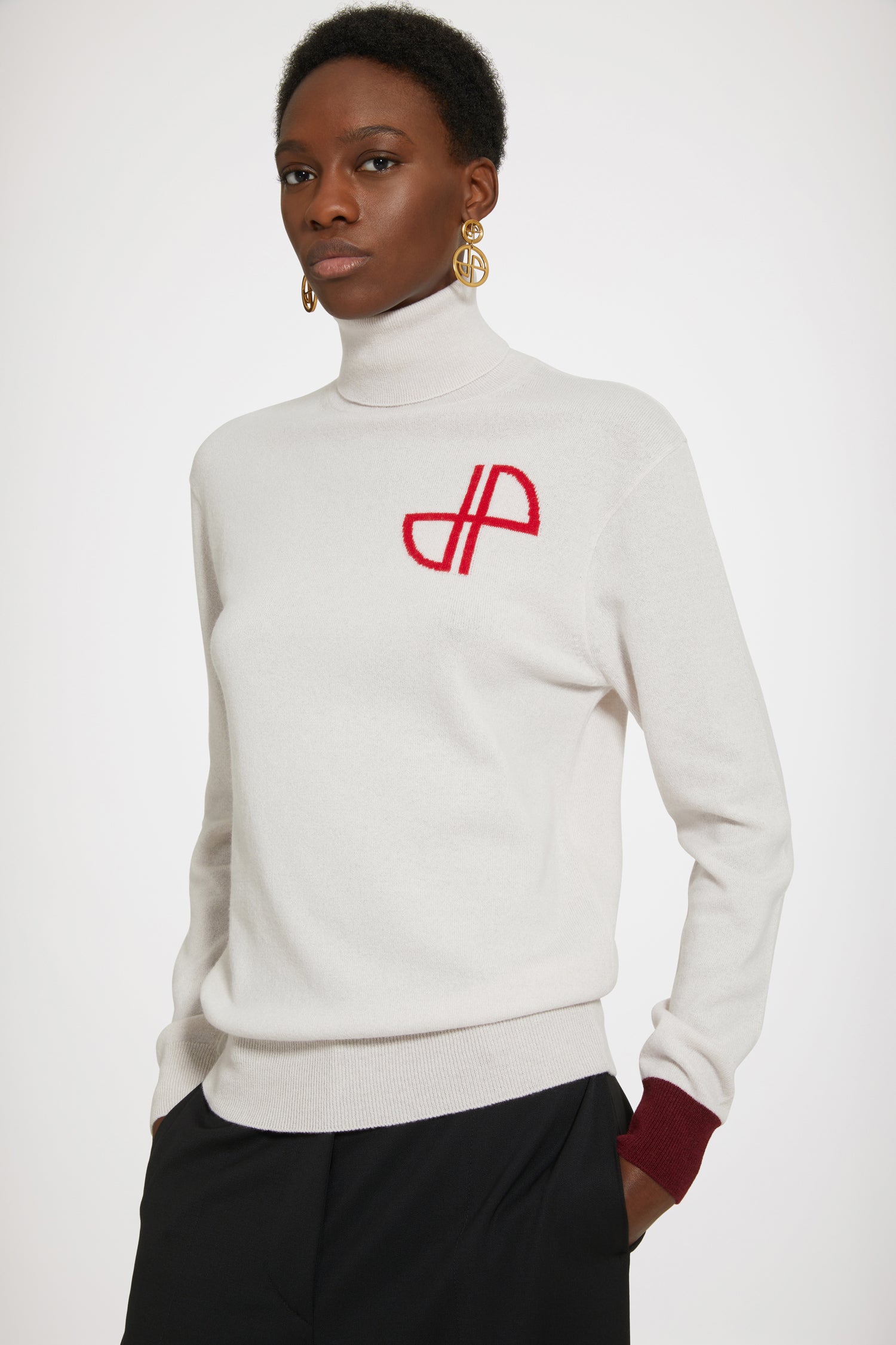 Patou KN133 pull col roulé laine Avalanche blanc