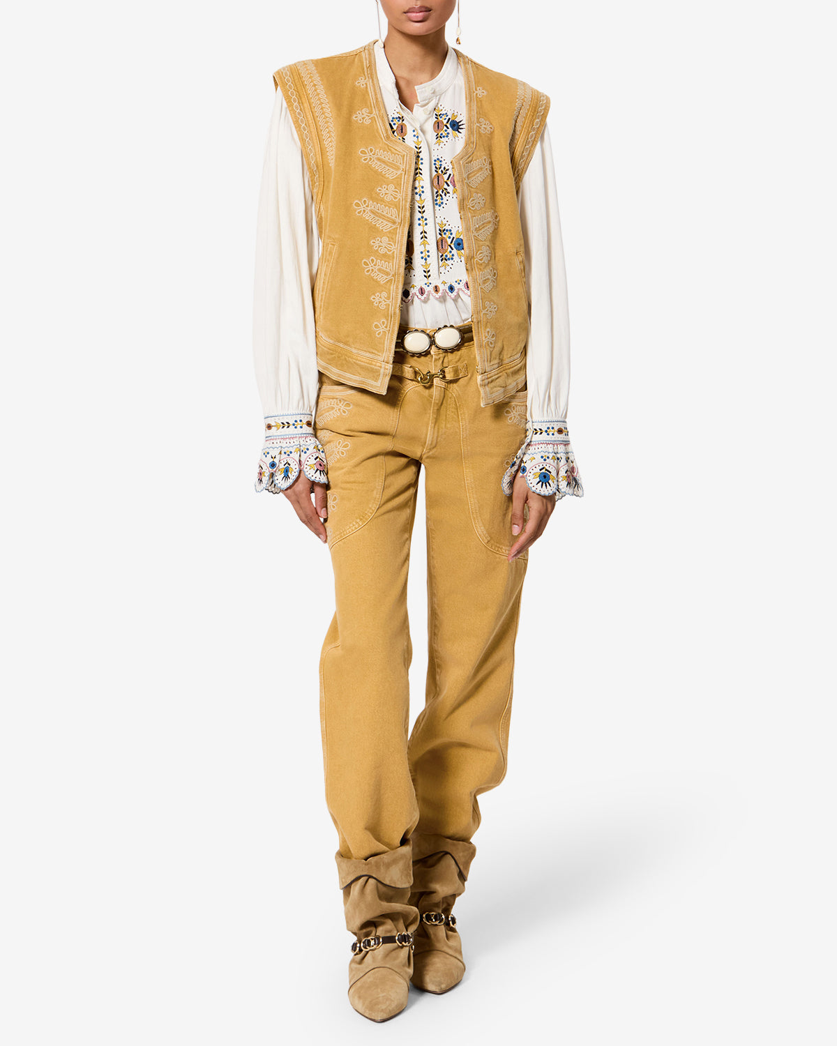 Isabel Marant Elna Jean droit honey broderie