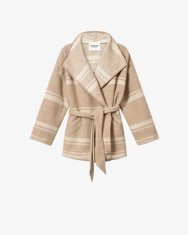 Isabel Marant Brea MA0574FA Manteau sable laine carreaux