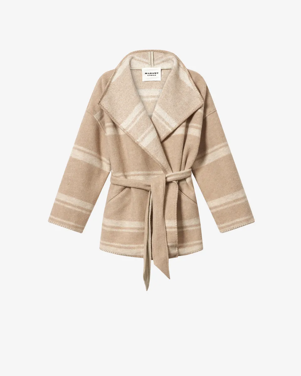 Isabel Marant Brea MA0574FA Manteau sable laine carreaux