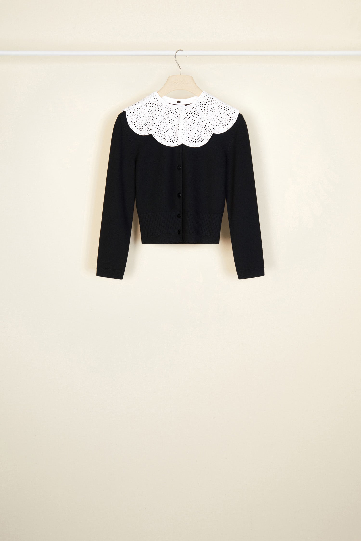 Patou P21KN0368004999B cardigan maille noir col ajoure M
