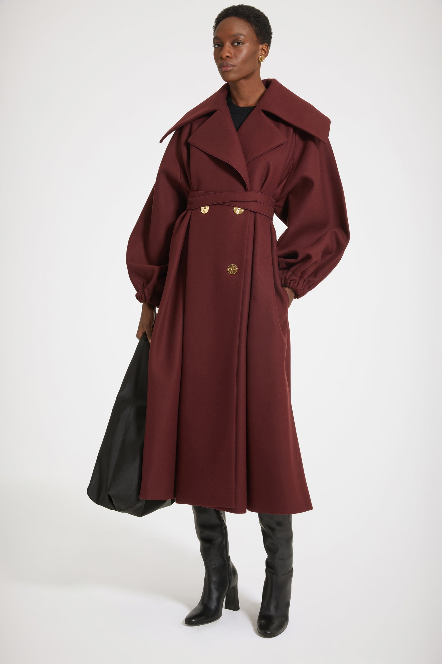 Patou Coats H23CO0160148496B manteau laine ruby wine
