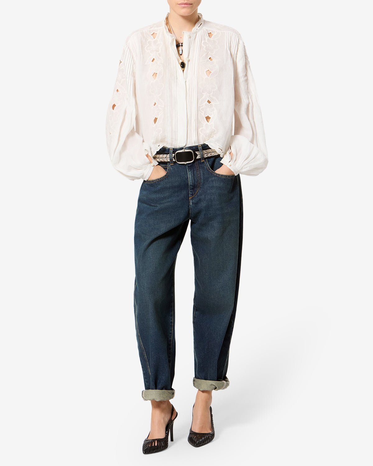 Isabel Marant Oriane Jean barrel bleu délavé