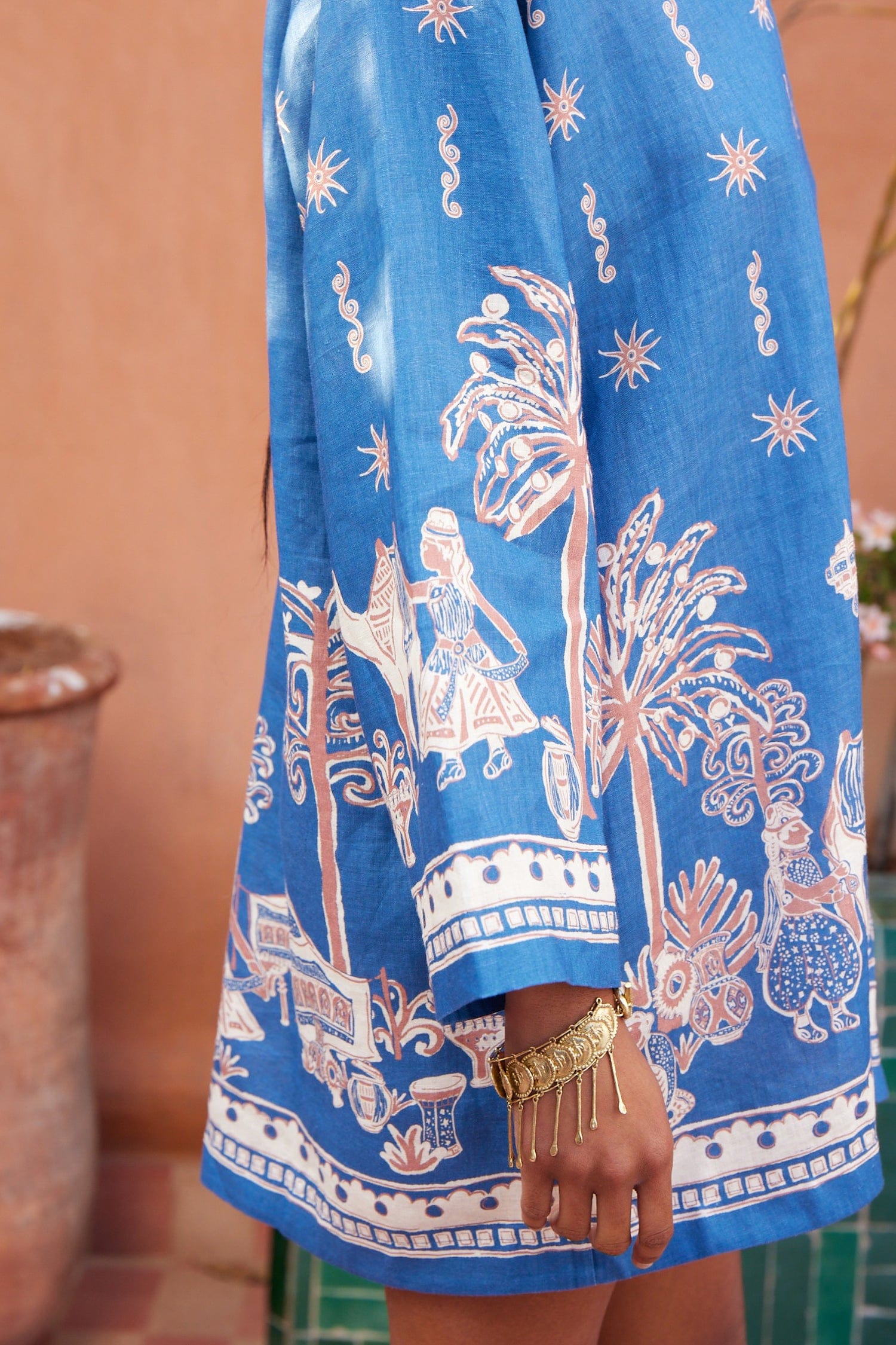 Alemais Acacia robe mini lin col V imprimé