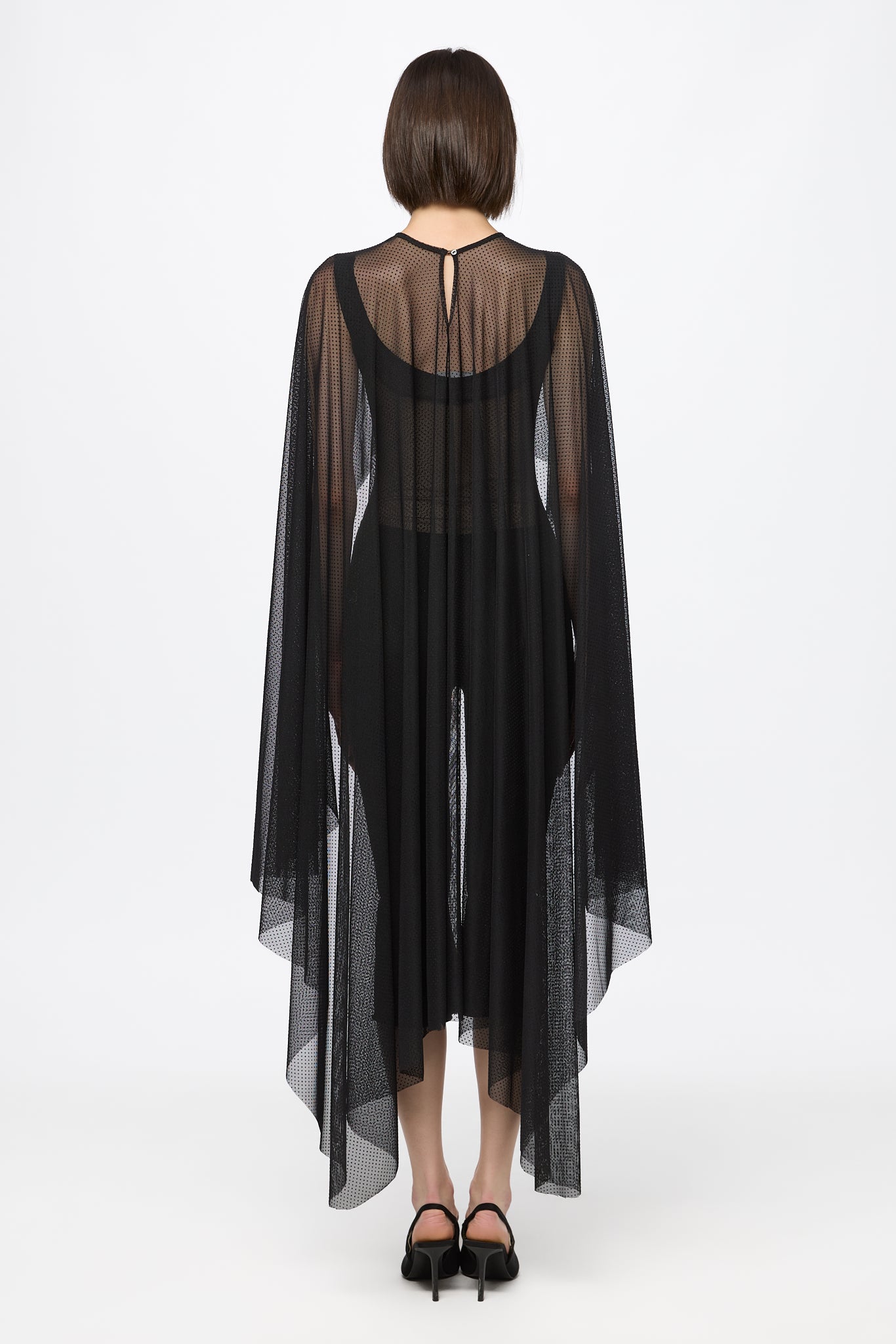 ATU Body Couture Black Mesh Dots ensemble body cape S