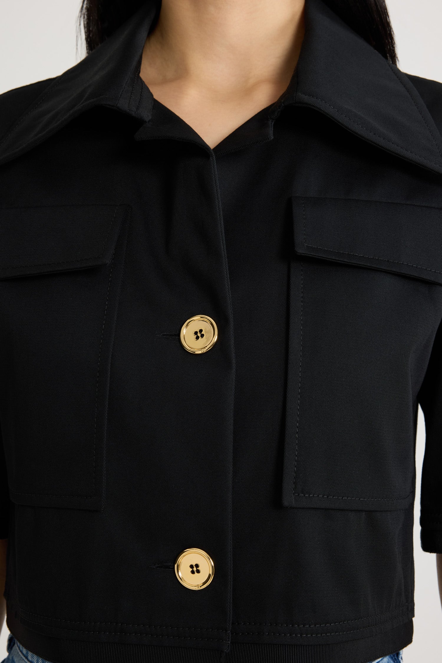 Patou JA048 veste coton bio noire courte manches courtes
