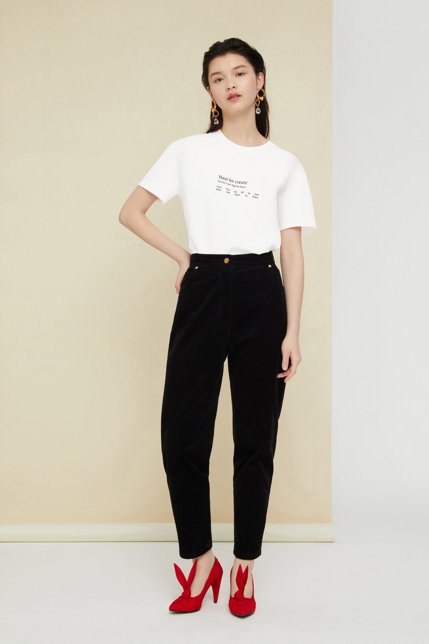 Patou A20TR0080050999B pantalon velours noir carotte