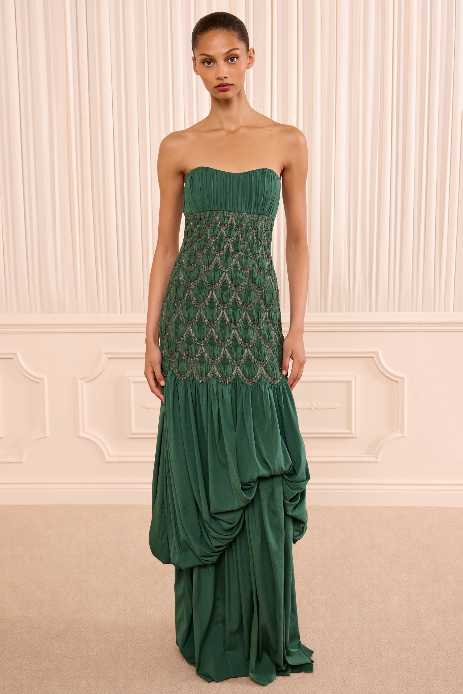 Ulla Johnson Octavine FA260153 robe longue Tourmaline verte