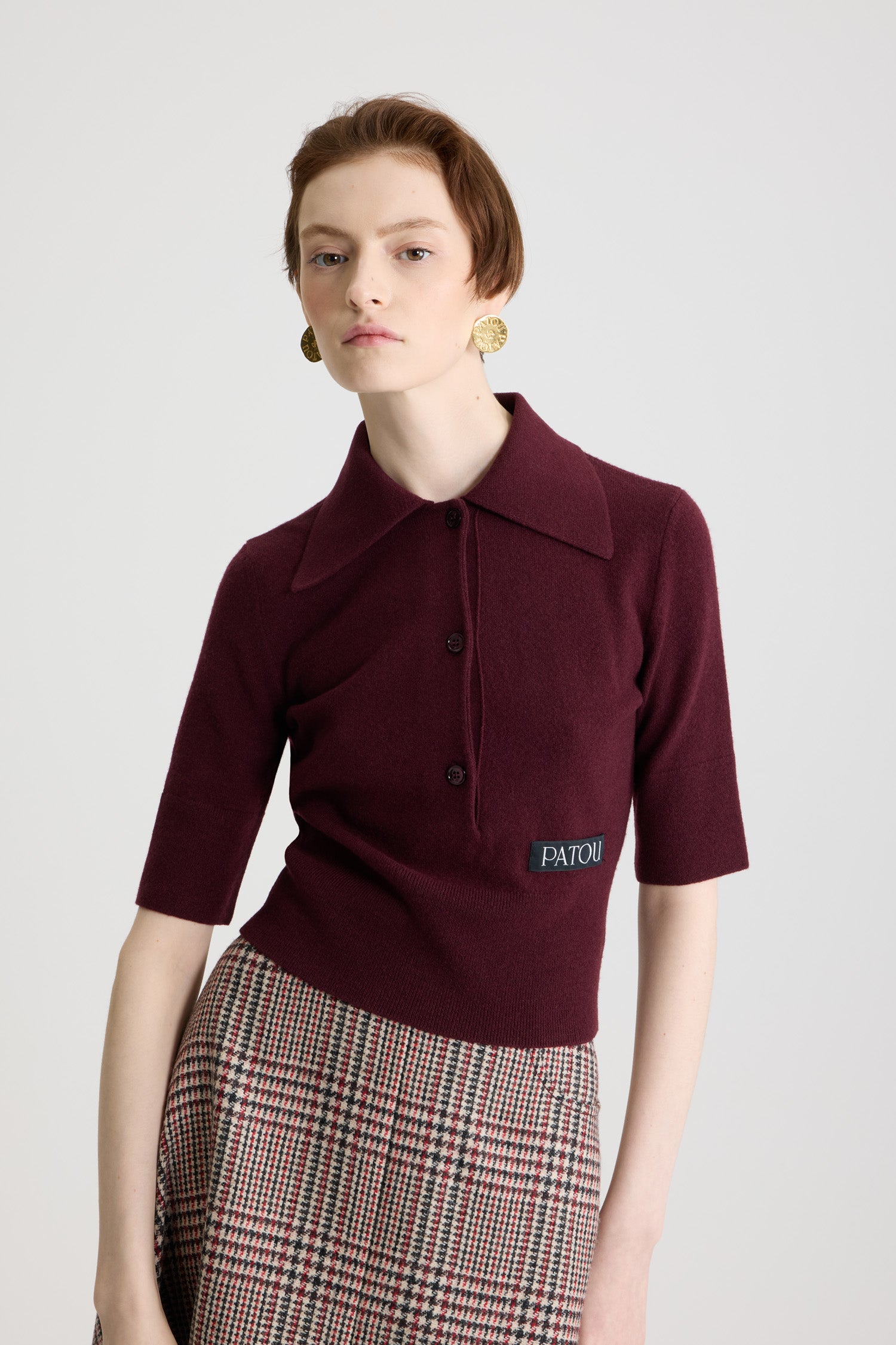 Patou KN3058041317R polo laine cachemire Vignola bordeaux