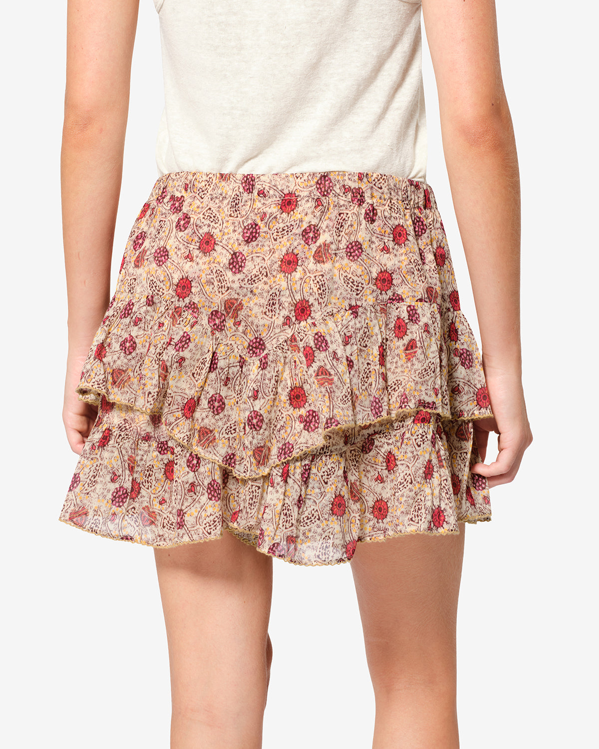 Isabel Marant Jocadia short coton écru framboise