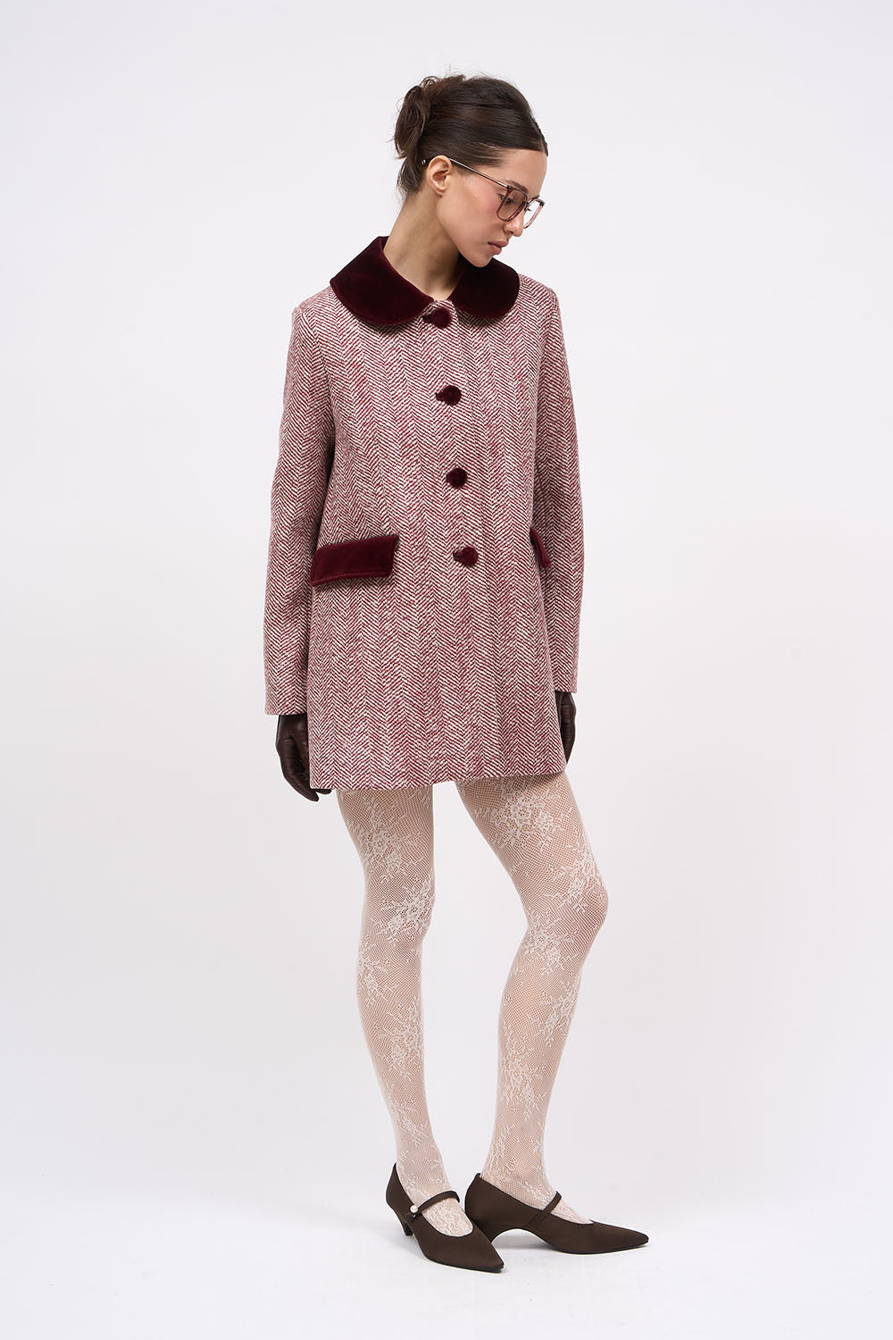 Paul & Joe veste Jocelin chevron laine écru bordeaux 36