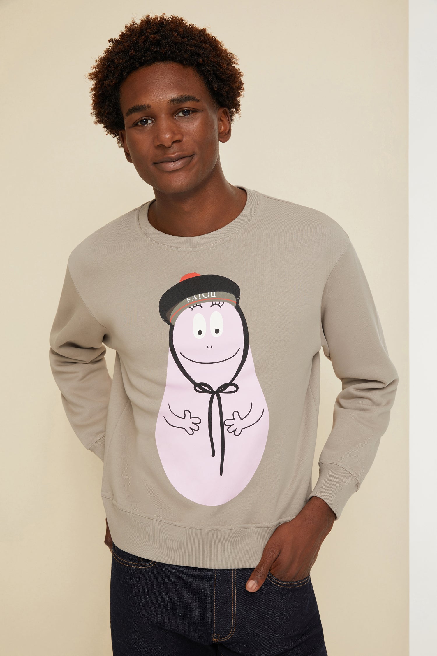 Patou JE047 Barbapapa Sweat coton bio Parchemin XS-XL