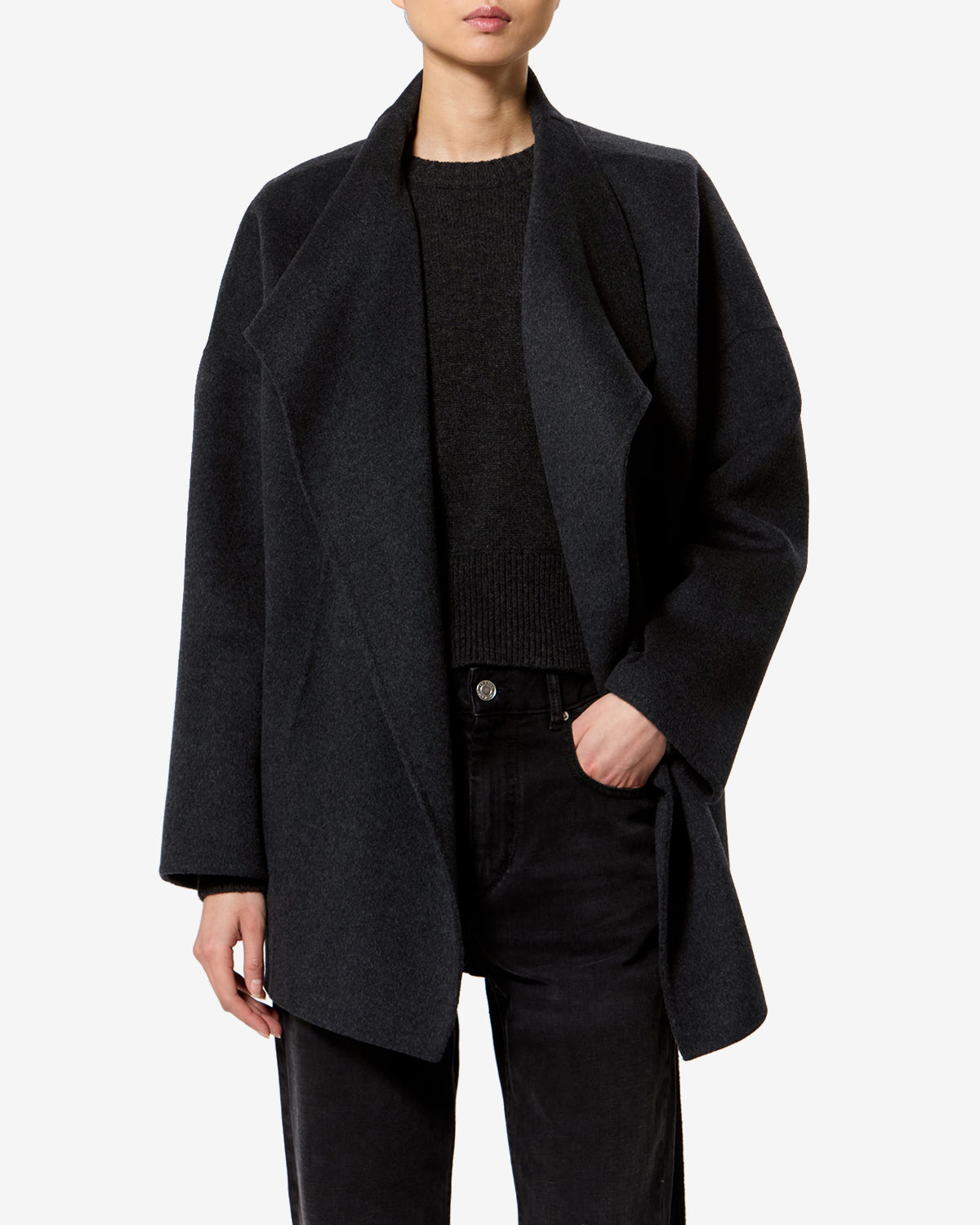 Isabel Marant Ceaton manteau laine anthracite ceinturé