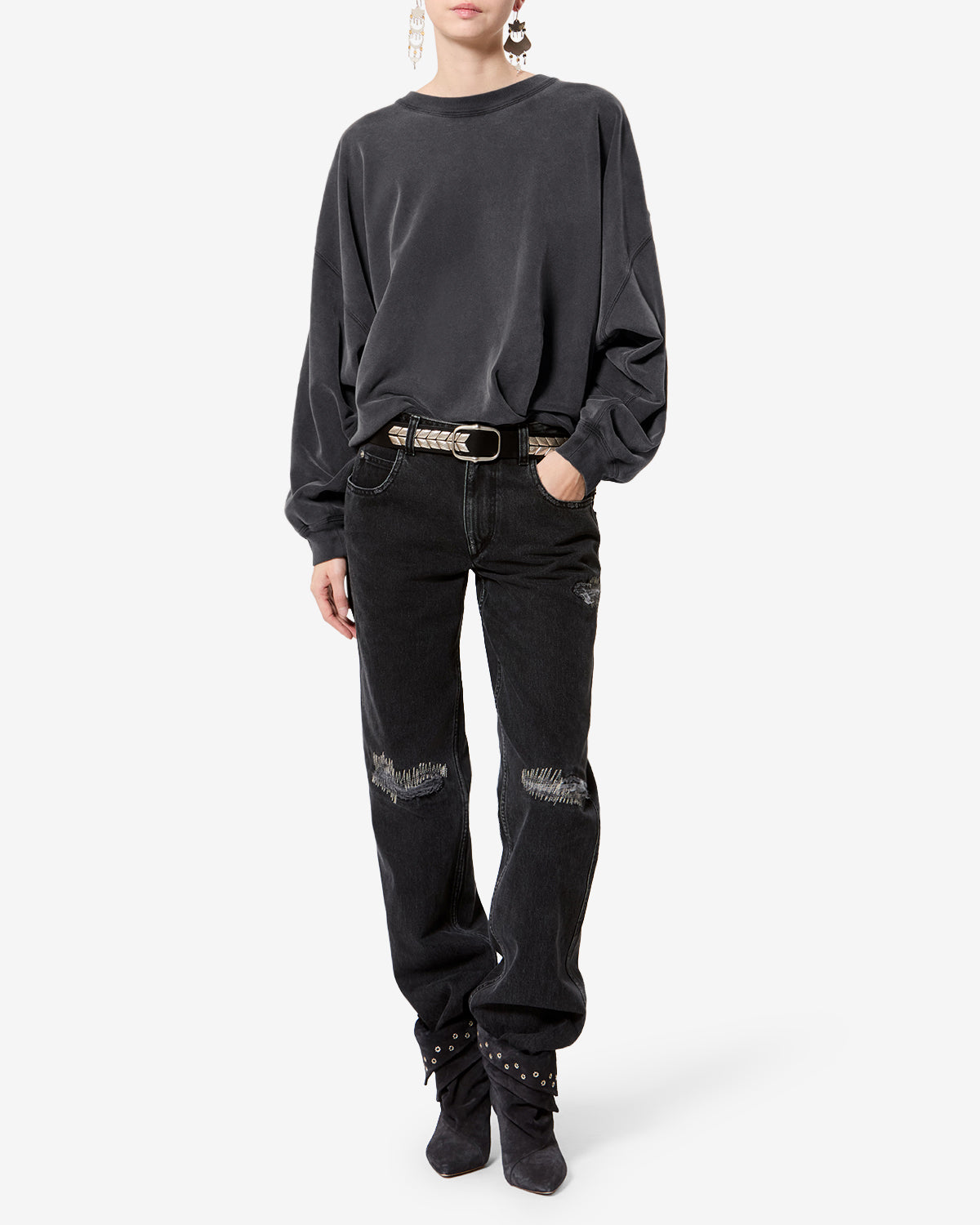Isabel Marant Sauria sweat noir délavé coton