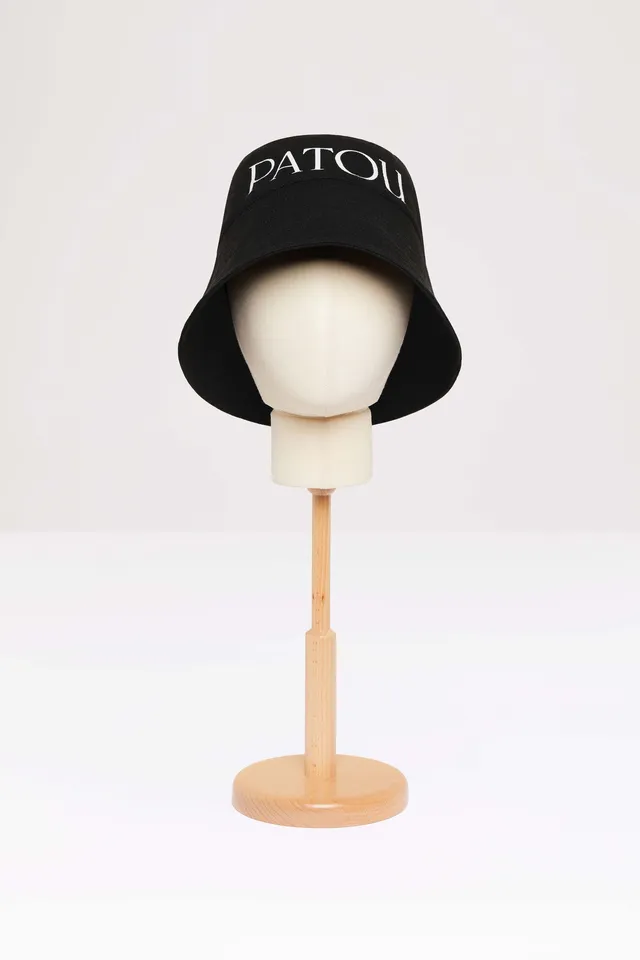 Patou AC027 Bob Coton Bio Noir Logo Blanc