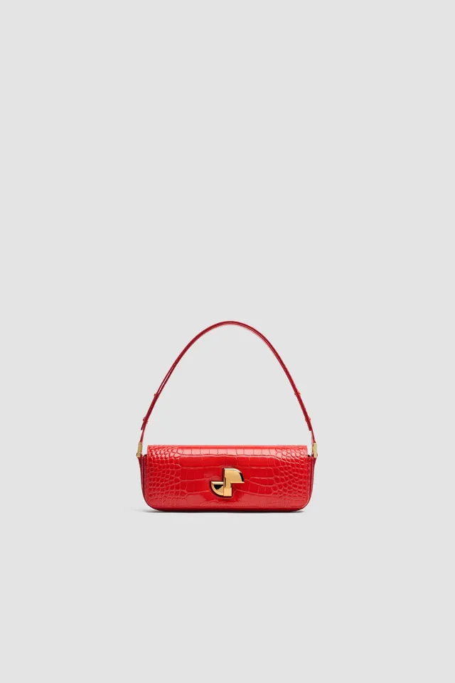 Patou BA020 sac cuir croco Babylone Red rouge