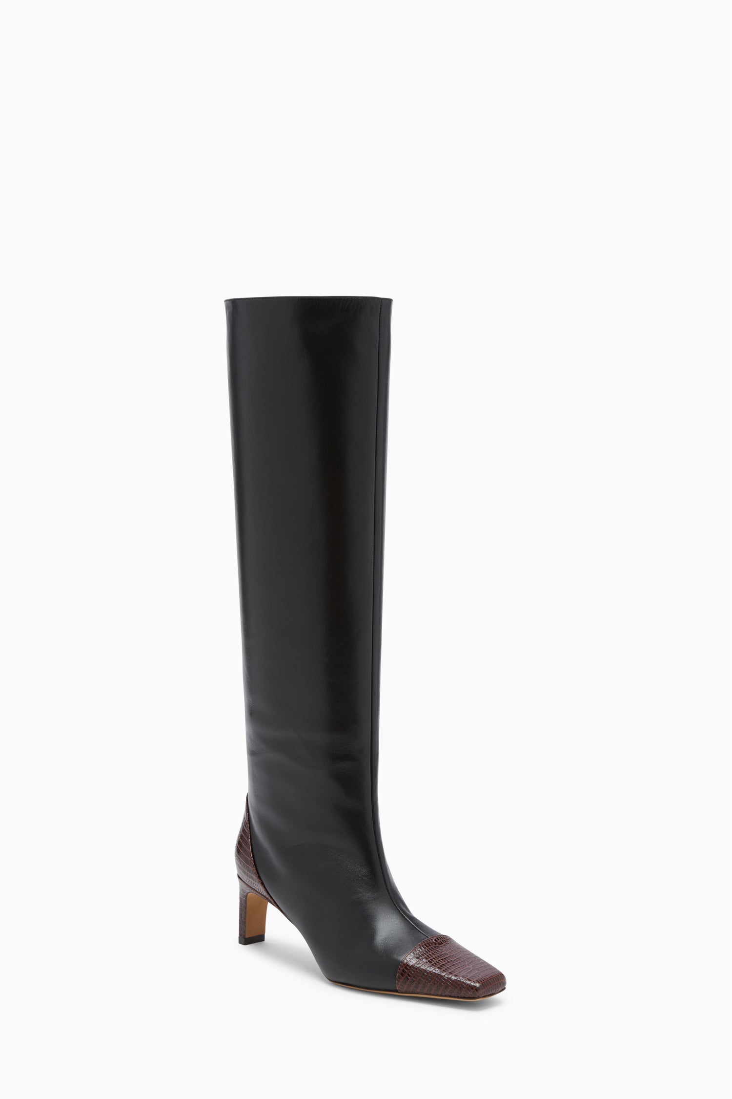 Ulla Johnson Carlyle Bottes Hautes Cuir Noir Lézard